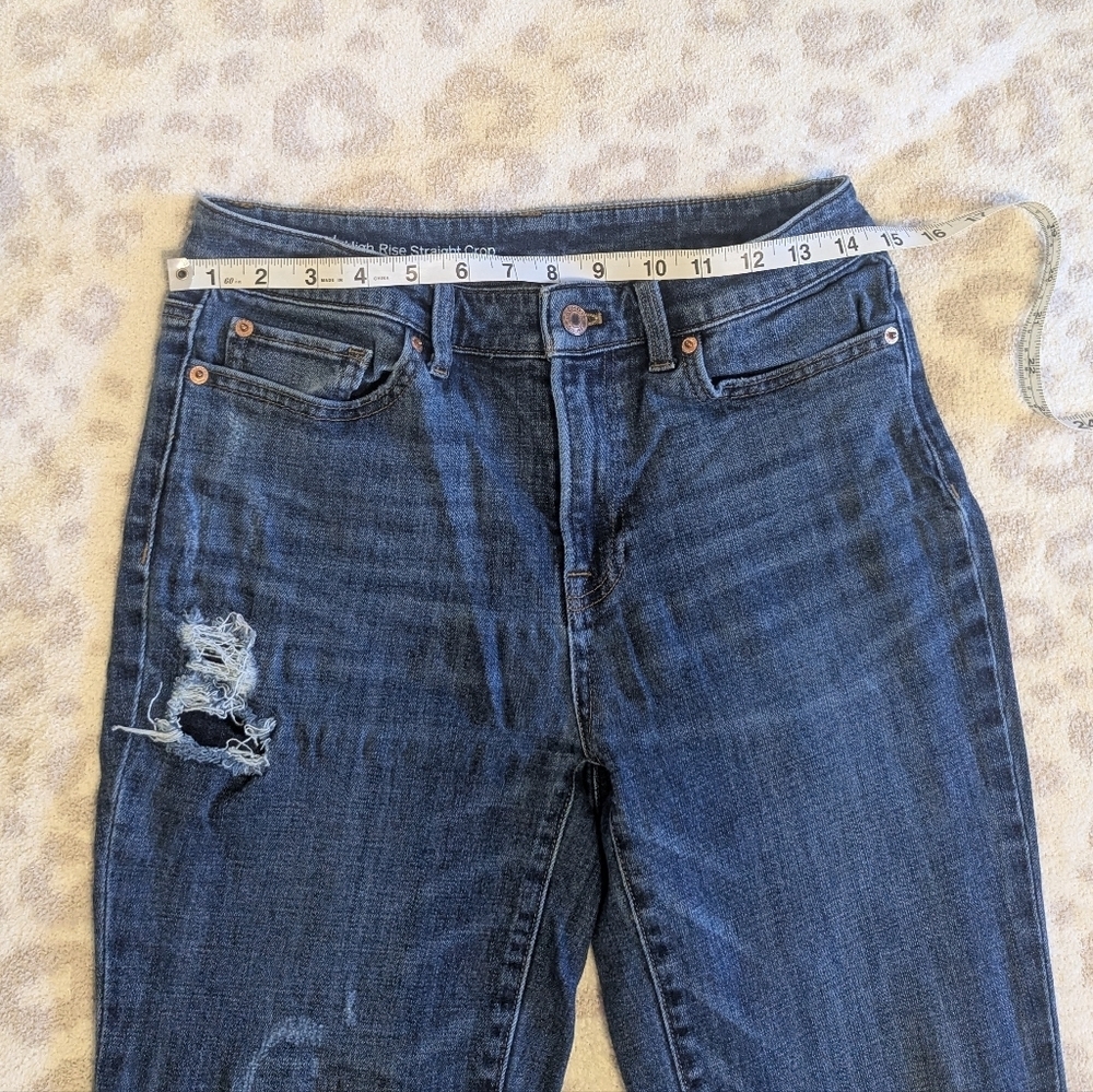Talbots High Rise Straight Crop Jeans Patch Skinny Leg Dark Blue Size 4 - Picture 6 of 6